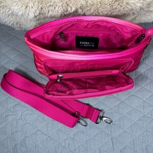 THINK ROYLN Pink Quilted Crossbody Bag Excellent Condition